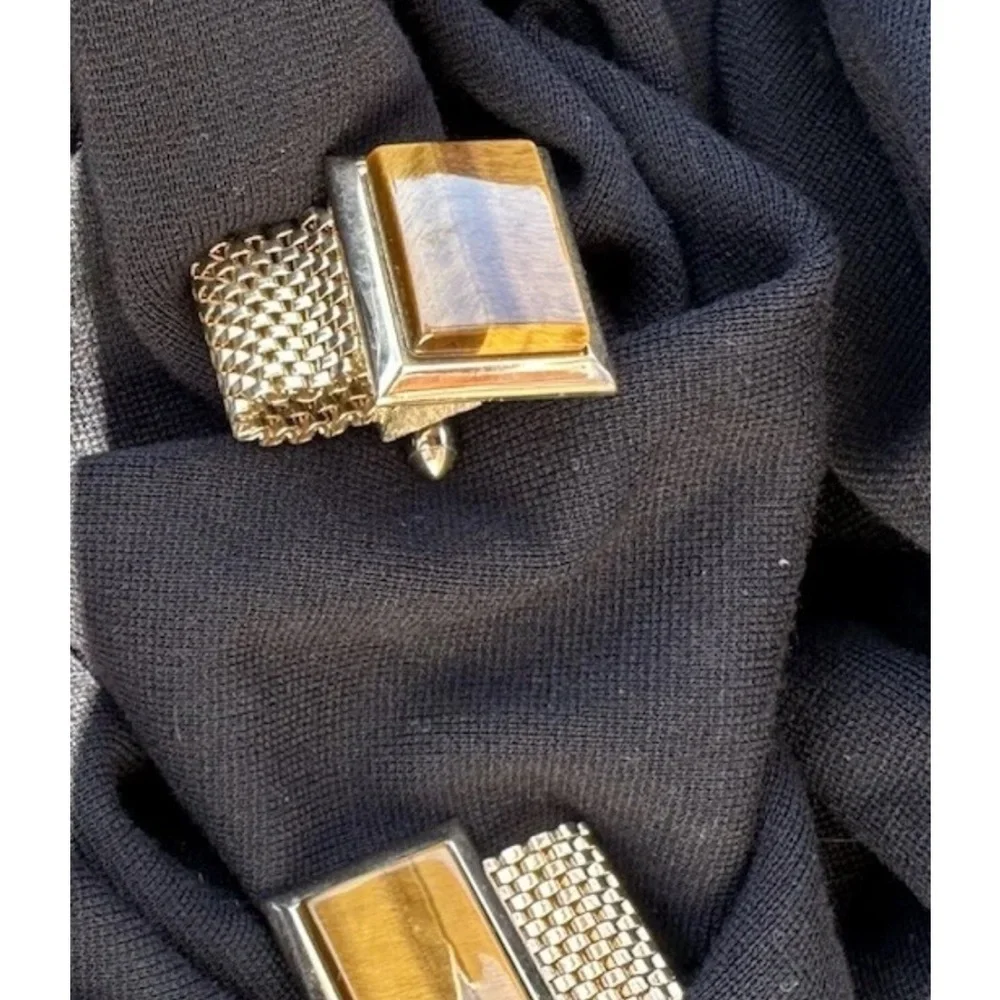 Elegant Gold and Brown tiger eye Cufflinks